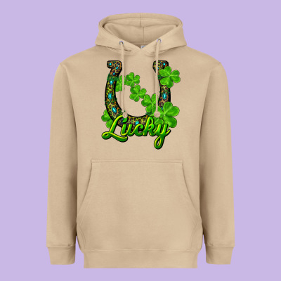 Lucky Shamrock Horseshoe Heavyweight Hoodie Designed By Ranaportraitstore