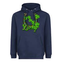 Navy lucky shamrock horseshoe Heavyweight Hoodie - RanaPortraitStore