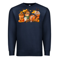 Navy pumpkin spice latte coffee cups Premium Sweatshirt - Zillion Design Studio