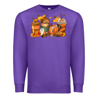Purple pumpkin spice latte coffee cups Premium Sweatshirt - Zillion Design Studio