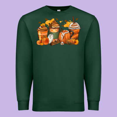 Pumpkin Spice Latte Coffee Cups Premium Sweatshirt Designed By Zillion Design Studio