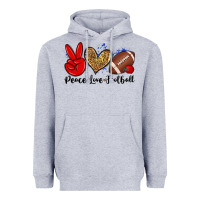 Heather Grey peace love football Heavyweight Hoodie - Zillion Design Studio