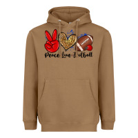 Toasted Coconut peace love football Heavyweight Hoodie - Zillion Design Studio