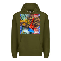 Army Green statue of liberty american flag Premium Hoodie - BundleAndBundleShop