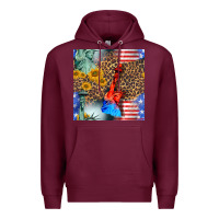Burgundy statue of liberty american flag Premium Hoodie - BundleAndBundleShop