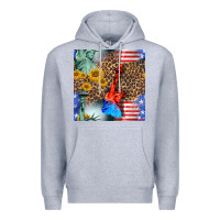 Heather Grey statue of liberty american flag Premium Hoodie - BundleAndBundleShop