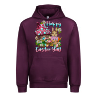 Mauve Wine happy easter y'all rabbit Urban Hoodie - BarkalooDesign