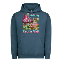 Pigment Midnight Navy happy easter y'all rabbit Urban Hoodie - BarkalooDesign