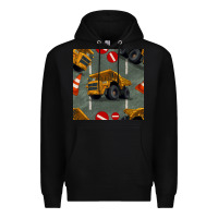 Black dump truck seamles pattern Premium Hoodie - BundleAndBundleShop