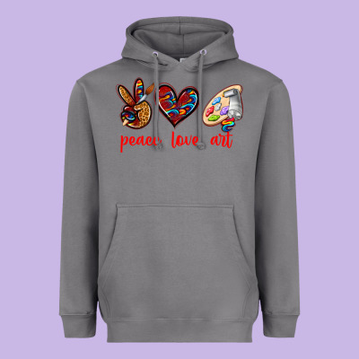 Peace Love Art Heavyweight Hoodie Designed By Texasbilliewilder
