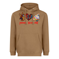 Toasted Coconut peace love art Heavyweight Hoodie - texasbilliewilder