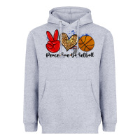 Heather Grey peace love basketball Heavyweight Hoodie - Zillion Design Studio