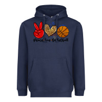 Navy peace love basketball Heavyweight Hoodie - Zillion Design Studio