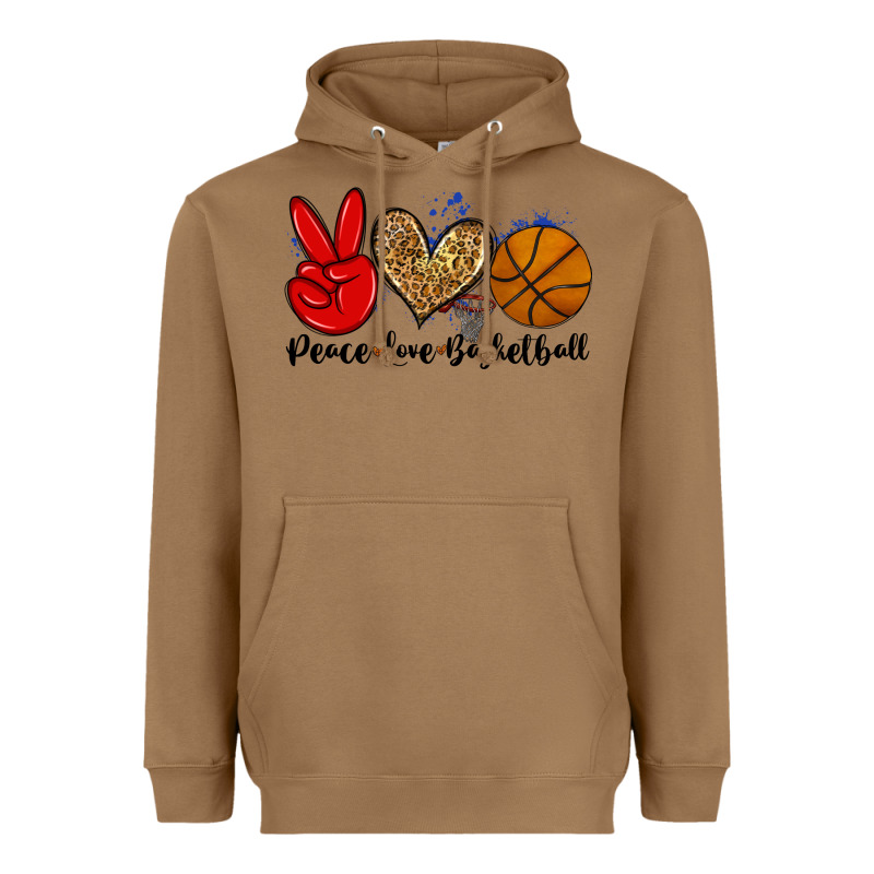 Peace Love Basketball Heavyweight Hoodie by Zillion Design Studio | Teevron