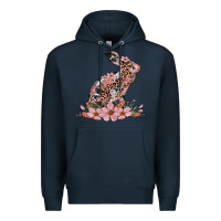 Navy bunny with blossom flower Premium Hoodie - Artiststas