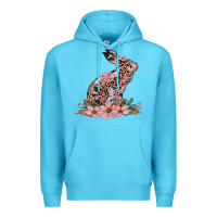 Ocean Blue bunny with blossom flower Premium Hoodie - Artiststas