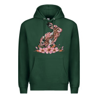 Sports Green bunny with blossom flower Premium Hoodie - Artiststas