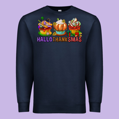 Hallothanksmas Cupcakes Premium Sweatshirt Designed By Texasbilliewilder