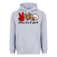 Heather Grey peace love baseball Heavyweight Hoodie - Zillion Design Studio