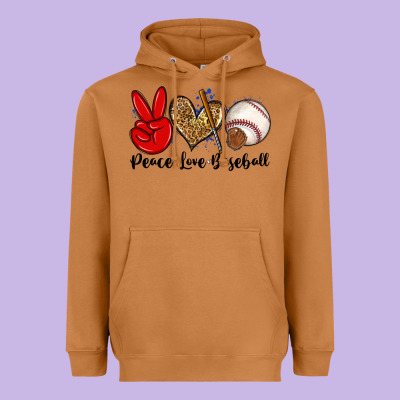 Peace Love Baseball Heavyweight Hoodie Designed By Zillion Design Studio