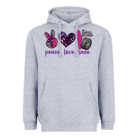 Heather Grey peace love race Heavyweight Hoodie - texasbilliewilder