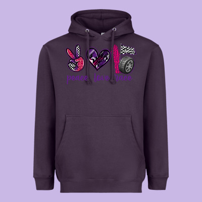 Peace Love Race Heavyweight Hoodie Designed By Texasbilliewilder