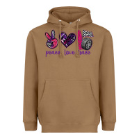 Toasted Coconut peace love race Heavyweight Hoodie - texasbilliewilder