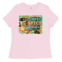 Bubblegum Pink pumpkin spice junkie Ladies Tee - BarkalooDesign