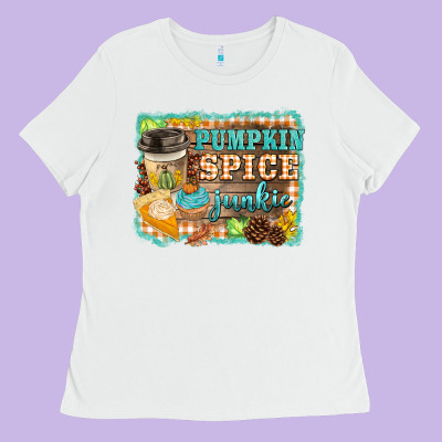 Pumpkin Spice Junkie Ladies Tee Designed By Barkaloodesign