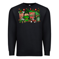 Black christmas tractor coffee cups Premium Sweatshirt - texasbilliewilder