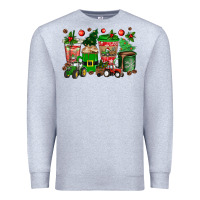 Heather Grey christmas tractor coffee cups Premium Sweatshirt - texasbilliewilder