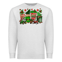 Oatmeal Heather christmas tractor coffee cups Premium Sweatshirt - texasbilliewilder