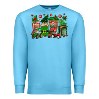 Ocean Blue christmas tractor coffee cups Premium Sweatshirt - texasbilliewilder