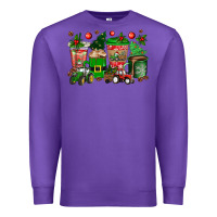 Purple christmas tractor coffee cups Premium Sweatshirt - texasbilliewilder