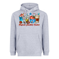 Heather Grey physical education teacher coffee cups Heavyweight Hoodie - texasbilliewilder