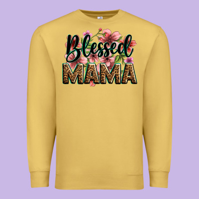 Flowers Blessed Mama Premium Sweatshirt Designed By Zillion Design Studio