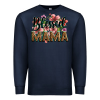 Navy flowers blessed mama Premium Sweatshirt - Zillion Design Studio