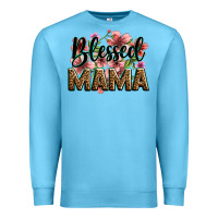 Ocean Blue flowers blessed mama Premium Sweatshirt - Zillion Design Studio