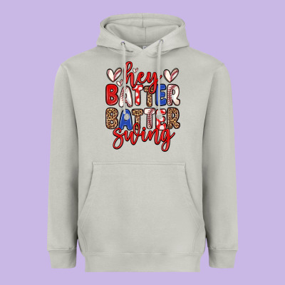 Hey Batter Batter Swing Heavyweight Hoodie Designed By Zillion Design Studio