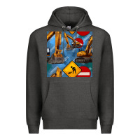 Charcoal Heather excavator seamless pattern Premium Hoodie - BundleAndBundleShop