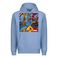 Colony Blue excavator seamless pattern Premium Hoodie - BundleAndBundleShop