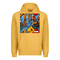 Mustard excavator seamless pattern Premium Hoodie - BundleAndBundleShop