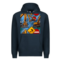 Navy excavator seamless pattern Premium Hoodie - BundleAndBundleShop