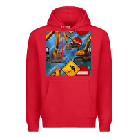 Red excavator seamless pattern Premium Hoodie - BundleAndBundleShop