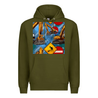 Army Green excavator seamless pattern Premium Hoodie - BundleAndBundleShop
