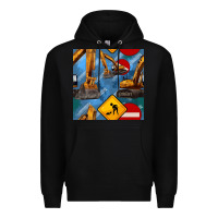 Black excavator seamless pattern Premium Hoodie - BundleAndBundleShop