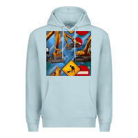 Blue Mist excavator seamless pattern Premium Hoodie - BundleAndBundleShop
