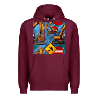 Burgundy excavator seamless pattern Premium Hoodie - BundleAndBundleShop