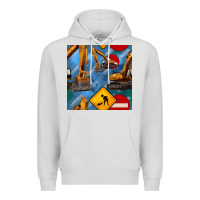 Dove Grey excavator seamless pattern Premium Hoodie - BundleAndBundleShop