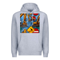 Heather Grey excavator seamless pattern Premium Hoodie - BundleAndBundleShop